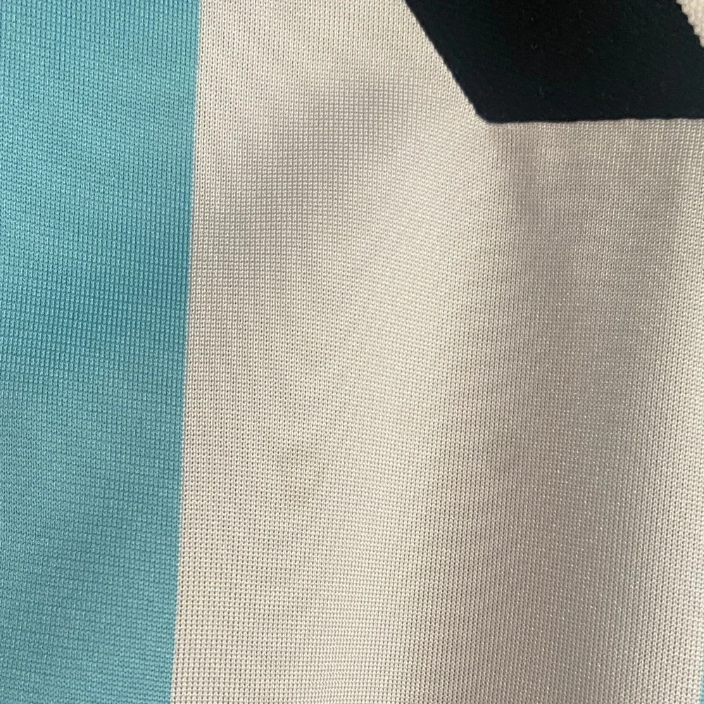 Adidas Light Blue & White Striped Womens Cropped Sports Tee - Picture 5 of 6